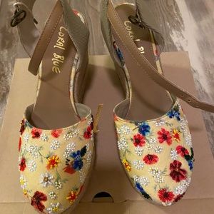 Coral blue wedges ( brand new)